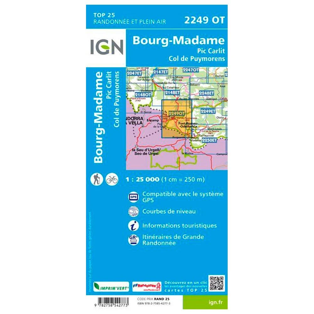 Carte IGN 2249Ot Bourg-Madame/Col Puymorens 2 Carte IGN 2249Ot Bourg-Madame/Col Puymorens – Image 2