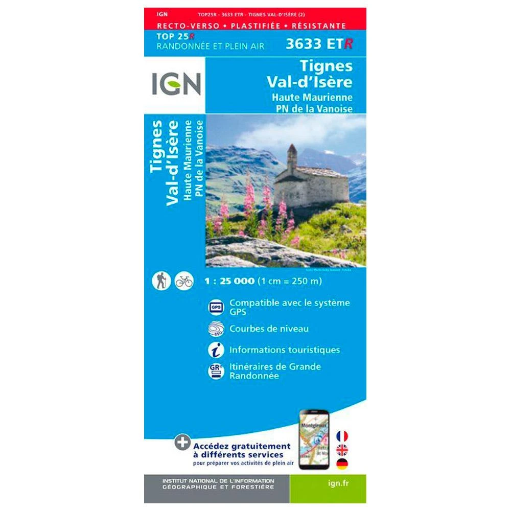 Carte IGN 3633ETR Tignes, Val-d'Isère, Haute Maurienne, Parc National De La Vanoise - Résistante 1 Carte IGN 3633ETR Tignes, Val-d'Isère, Haute Maurienne, Parc National De La Vanoise - Résistante