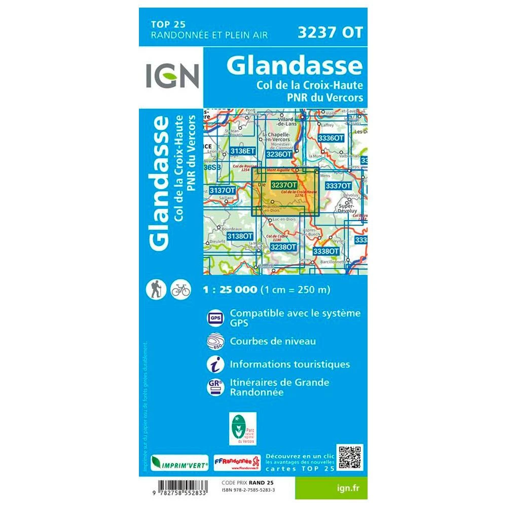 Carte IGN 3237OT Glandasse, Col De La Croix-Haute, PNR Du Vercors 2 Carte IGN 3237OT Glandasse, Col De La Croix-Haute, PNR Du Vercors – Image 2