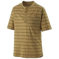 Maillot VTT Patagonia M's Cap Cool Trail Bike Henley Furrow Stripe : Moray Khaki