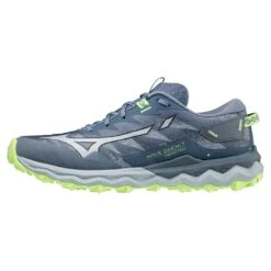 Chaussures De Trail Mizuno Wave Daichi 7 Wmn Vintage Indigo Subdued Blue Neo Lime
