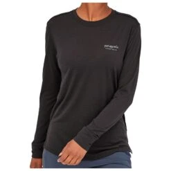 Tee-shirt De Rando Patagonia W's Long-Sleeved Capilene Cool Merino Graphic Shirt Heritage Header Black