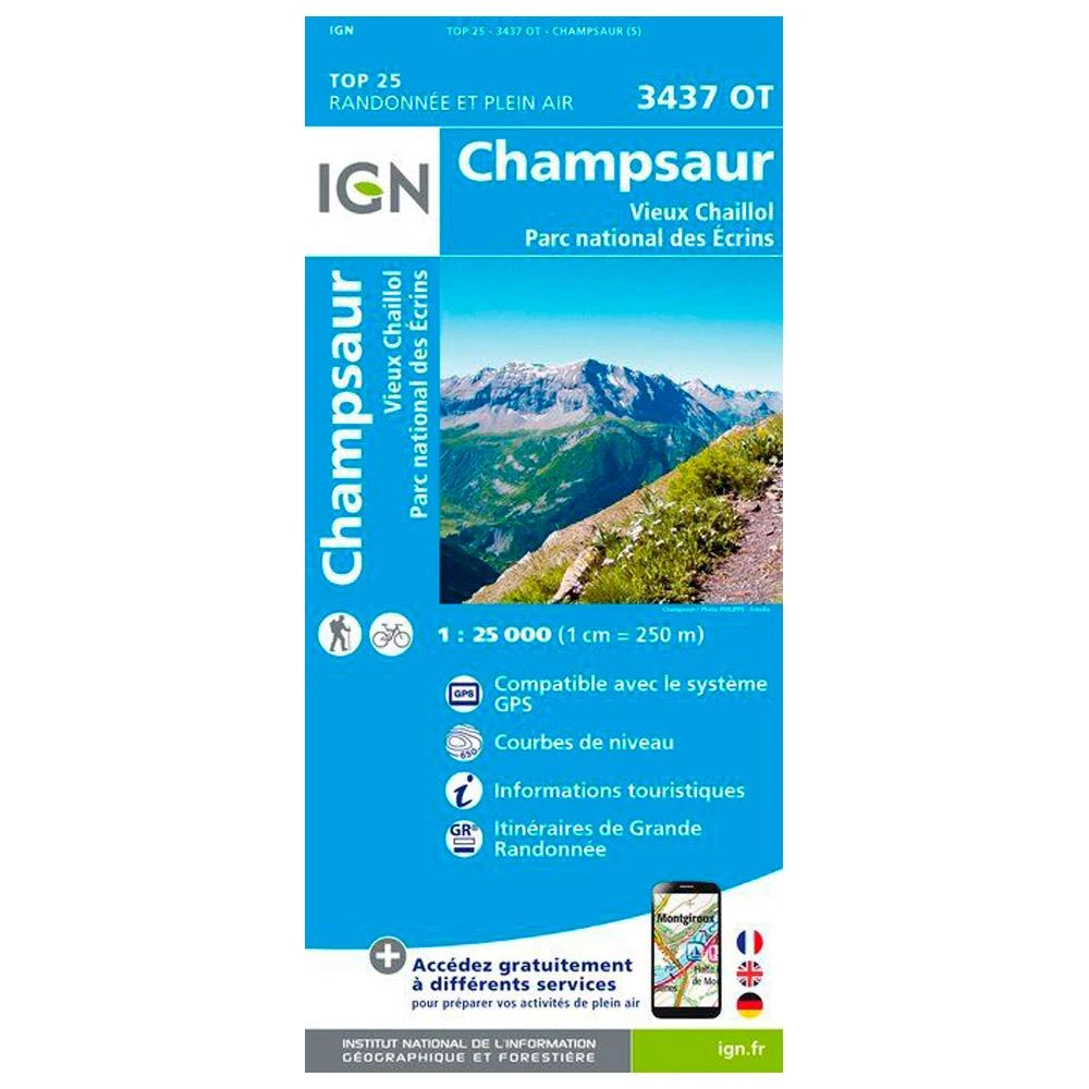 Carte IGN 3437OT Champsaur, Vieux Chaillol, Parc National Des Ecrins - Recto 1 Carte IGN 3437OT Champsaur, Vieux Chaillol, Parc National Des Ecrins - Recto