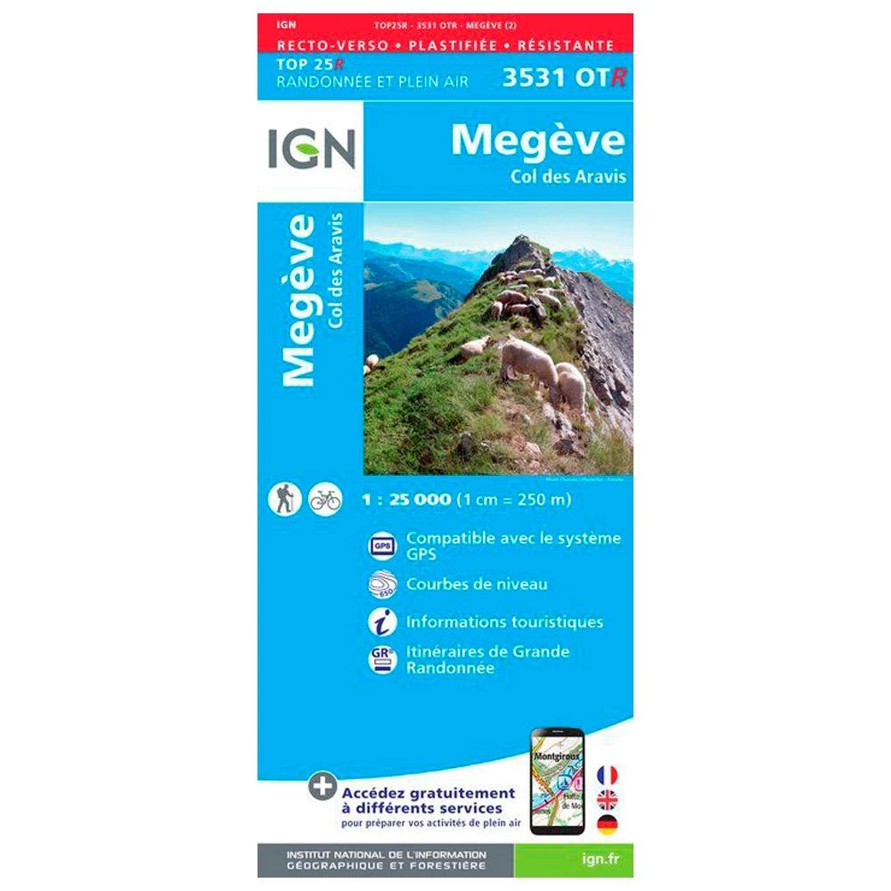 Carte IGN 3531OTR Megève, Col Des Aravis - Résistante 1 Carte IGN 3531OTR Megève, Col Des Aravis - Résistante