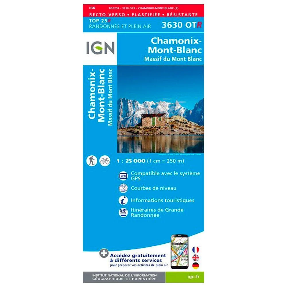 Carte IGN 3630OTR Chamonix-Mont-Blanc, Massif Du Mont Blanc - Résistante 1 Carte IGN 3630OTR Chamonix-Mont-Blanc, Massif Du Mont Blanc - Résistante