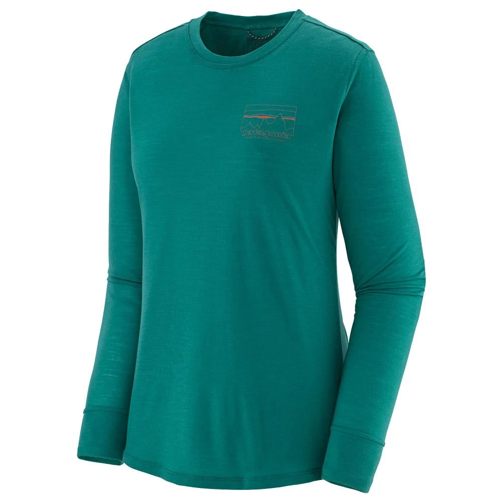 Tee-shirt De Rando Patagonia W's L/S Cap Cool Merino Graphic Shirt '73 Skyline: Borealis Green 1 Tee-shirt De Rando Patagonia W's L/S Cap Cool Merino Graphic Shirt '73 Skyline: Borealis Green