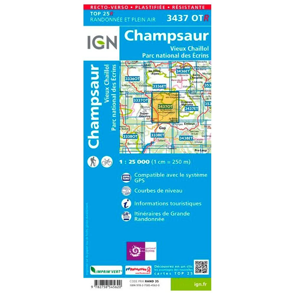 Carte IGN 3437OTR Champsaur, Vieux Chaillol, Parc National Des Ecrins - Résistante 2 Carte IGN 3437OTR Champsaur, Vieux Chaillol, Parc National Des Ecrins - Résistante – Image 2